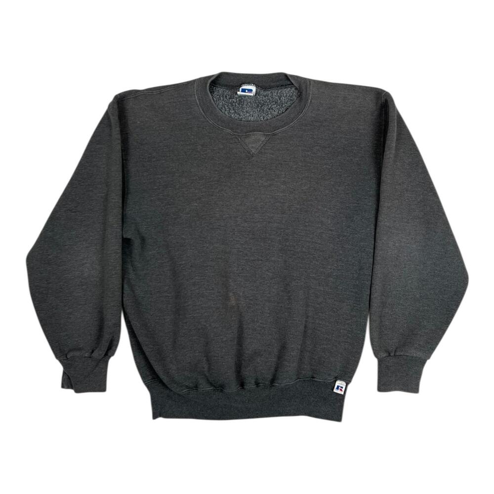 Vintage Russell Athletic Gray Blank Sweatshirt Mens Medium Fleece Made in USA